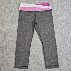 Lululemon Athletica Yoga Capri Gray Cropped Legging Pants Womens 6 Wrap Waist